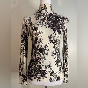 Paco Rabanne Turtleneck Long Sleeves Floral Print Designer Rare Top -SOLD